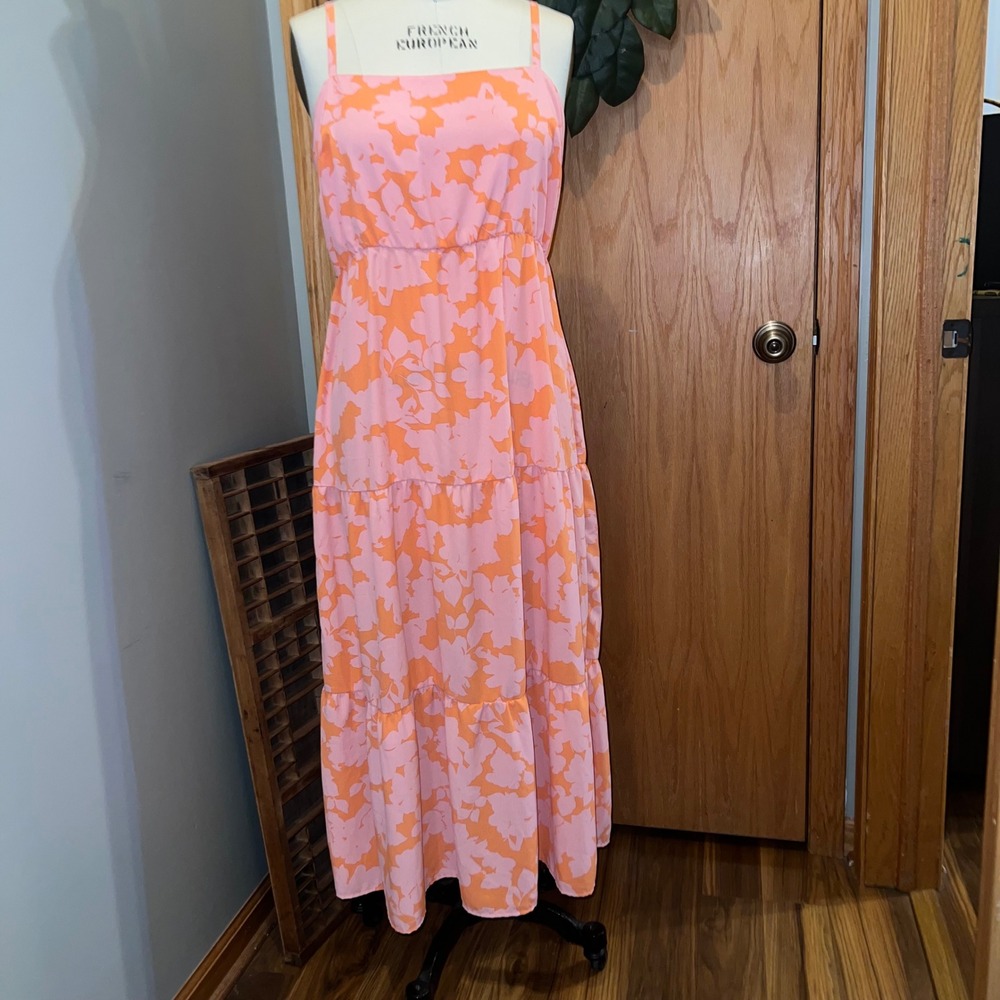 Social Standard by Sanctuary Maxi Dress Womens XL Pink Orange Excellent Floral